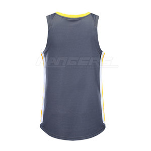 ออกแบบเสื้อบาสเก็ตบอลชายของคุณเอง สีเทาเข้ม ผ้าตาข่าย ระบายอากาศได้ดี เป็นมิตรกับสิ่งแวดล้อม ซับเหงื่อ แห้งไว แบบไม่มีแขน คอวี สำหรับเล่นกีฬา - Product Image 2