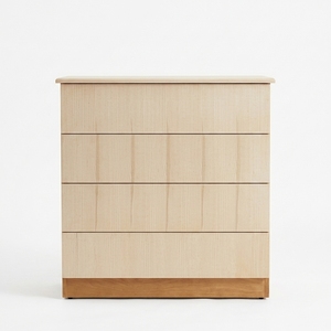 Cómoda Moderna de Madera de Roble Claro con 4 Cajones de Almacenamiento, Panel de Rejilla, Aparador Alto para Dormitorio o Sala de Estar - Product Image 1