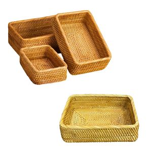 Cesta/Bandeja Rectangular de Mimbre Resistente, Bandejas Decorativas para Almacenamiento y Servicio para Uso en Restaurantes - Product Image 1