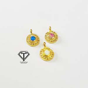 Pavé-Diamant Silber Runder Opal Charm Schmuckzubehör - Product Image 4