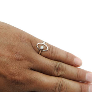 Trending Eye Design Stackable <b>Ring</b> With Round Cut Pearl <b>Crafted</b> From 925 Sterling Silver Factory Wholesale Bulk Handmade Jewelry - Product Image 2
