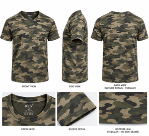 T-shirt en coton camouflage pour homme, manches courtes, col rond, coupe classique, imprimé numérique, tissu tricoté anti-boulochage, 160g - Product Image 1