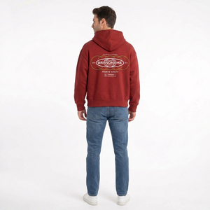 Sweat-shirt à capuche surdimensionné pour homme OEM/ODM, en coton rouge, tissu French Terry, décontracté, pull d'automne, imprimé avec logo sur le devant - Product Image 5