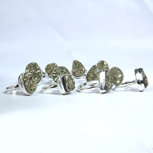 Trending Natural Pyrite Druzy <b>Statement</b> <b>Ring</b> Handmade Brass Vintage Christian Boho Jewelry Bulk Fashion <b>Rings</b> Women Wholesaler - Product Image 3