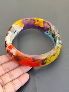 Handmade <b>Resin</b> Bangle Bracelets Colorful Marbled Pattern Round Shape Women's Jewelry <b>Craft</b> Accessories - Product Image 3