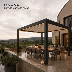 Pérgola independiente para exteriores RKove de 5*6 m para hostelería y gastronomía en viñedos europeos, pérgola con lamas motorizadas. - Product Image 5