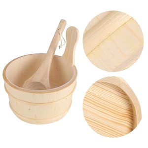 Natural Wooden Bucket with Ladle Handcrafted <b>Bath</b> Kitchen Utility Tub Multipurpose Wooden Container - Product Image 5