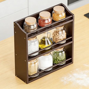 Wooden Spice Rack <b>Kitchen</b> Organizer <b>Pantry</b> Storage Shelf Perfect For Keeps Spices Fresh And Protected From Moisture And Dust - Product Image 6