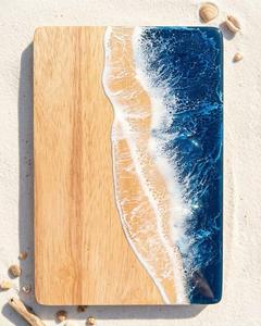 Planche à découper rustique en bois et résine, faite à la main, pour légumes, fruits, viande et préparation culinaire - Product Image 5