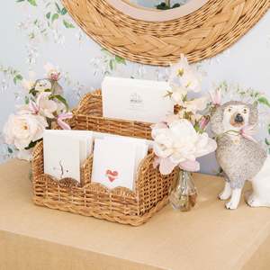 Delicate Rattan Letter Rack Woven Mail Organizer <b>Basket</b> Decorative Desk Storage Holder Perfect For Office Home <b>Table</b> Decoration - Product Image 3