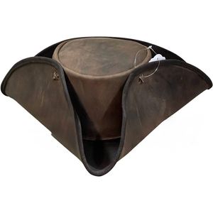 Brown Leather Tricorn <b>Hat</b> Wholesale High Quality Mens Modern Style Custom Logo OEM XXL Size Pirate <b>Hat</b> - Product Image 6