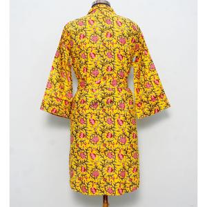 Robe de soirée moulante mi-longue en coton indien de luxe à imprimé floral numérique, col en V, manches 3/4, pour femme, écologique - Product Image 6