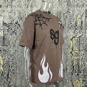Streetwear Men's T-<b>Shirt</b> Short Sleeve O-Neck Knitted Dripping Print Hand-Painted <b>Flame</b> Pattern Regular Fit - Product Image 5