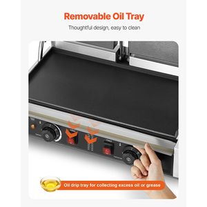 Griglia Elettrica Commerciale per Panini 3600W in Acciaio Inox, Doppia Piastra per Sandwich con Controllo della Temperatura, Attrezzatura da Cucina Professionale - Product Image 4