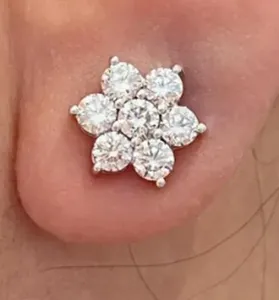 Pendientes de Diamantes Naturales con Corte Brillante Redondo, Unisex, de Lujo, en Oro Blanco de 14k, Certificados por IGI - Product Image 2