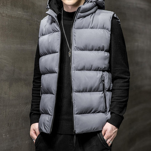 Men's Hooded Canvas Sleeveless Lightweight Puffer Jacket Functional <b>Waterproof</b> Windproof Breathable <b>Warm</b> Outdoor Winter Front - Product Image 1