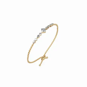 Bracelet ajustable pour femme Spark Lab Grown en or jaune 18 carats avec 9 pierres, bracelet tendance pour l'exportation - Product Image 3