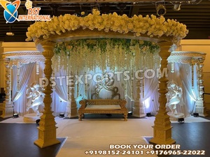Mandap de mariage de style Grand Maharani, Mandap de mariage indien traditionnel avec piliers ornés, Mandap extérieur Raj Mahal USA - Product Image 4