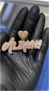 Pendentif Hip Hop Moissanite CONCEPTION, Breloque Cœur Personnalisée avec Lettre, en Argent 925, Certifié VVS GRA, Personnalisable - Product Image 4