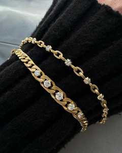 สร้อยข้อมือแบบ Cuban Chain Link จากไมอามี ขายส่ง ประดับเพชรทรงกลมเพาะเลี้ยงในห้องปฏิบัติการ พร้อมจี้รูปเข็มกลัด ดีไซน์สั่งทำได้ ทอง 14K 18K สำหรับใส่ทุกวัน - Product Image 6