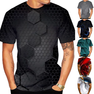 Conjuntos de 2 piezas de verano para hombre, personalizados y duraderos, con estampado puff, 100% algodón, camiseta y pantalones cortos estampados. - Product Image 1