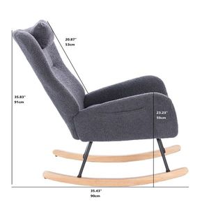 Poltrona a dondolo ecologica grigio scuro con schienale alto per soggiorno - Product Image 1