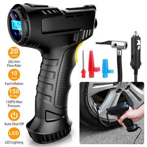 Pompe à air électrique portable 12V DC avec lumière LED, compresseur de pneus numérique pour voiture, gonfleur 150 PSI pour voitures, facile à utiliser et à lire - Product Image 2