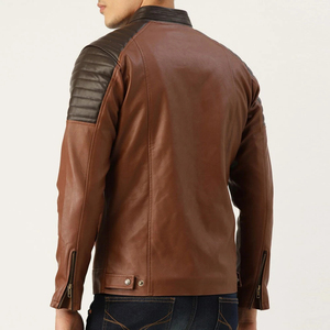 Veste en cuir véritable pour homme, style motard, imperméable, hiver, moderne, fournisseur de marques privées - Product Image 4