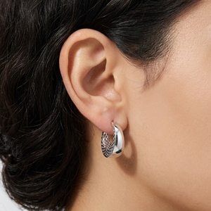 WOMEN 17MM <b>HOOP</b> <b>EARRINGS</b> BOHEMIAN 925 <b>STERLING</b> <b>SILVER</b> PLATED HANDCRAFTED JEWELRY GIFT FOR ANNIVERSARY SPECIAL OCCASIONS ELEGANT - Product Image 2
