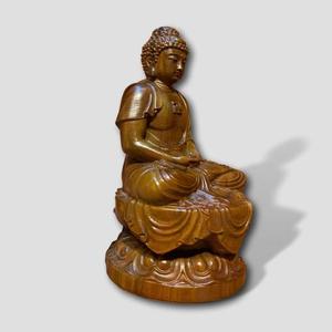 Statue de Bouddha Amitabha en bois de rose, artisanale de qualité supérieure, figurine religieuse pour la décoration de la maison et la méditation - Product Image 6