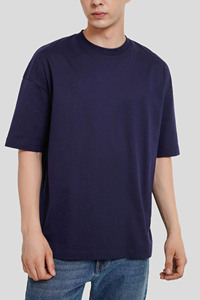 Camiseta Premium para Hombre, Azul Marino, Talla Grande, con Estampado en la Espalda, Estilo Urbano, Felpa Ecológica, Corte Holgado - Product Image 2