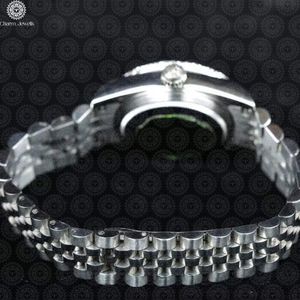 Montre de luxe Charm Jewells en acier inoxydable, cadran 30 mm, boîtier incrusté de diamants, mouvement mécanique analogique, mode masculine, 10 bars - Product Image 4
