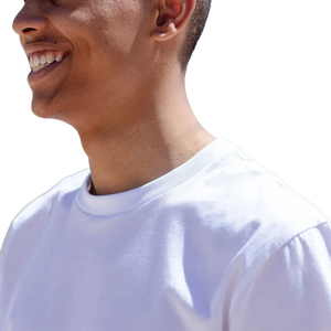 T-shirt en coton blanc pour homme, manches courtes, col rond, coupe classique, couleur unie, jersey tricoté, haut décontracté - Product Image 3