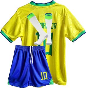 Conjunto de Camiseta de Fútbol NADO Azul y Amarillo de Manga Corta, Transpirable, de Poliéster, Uniforme para Niños y Adultos con Pantalones Cortos con Cordón, Número 7 - Product Image 4