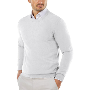 Men's <b>Light</b> Gray Crew Neck Pullover Sweater Full Sleeve 100% Cotton Anti-Pilling Winter Standard Thickness - Product Image 1