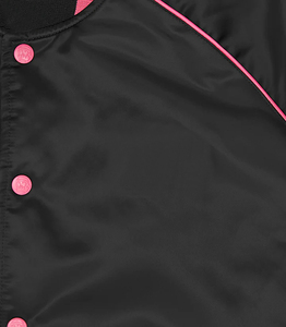 Chaqueta Bomber Negra para Hombre con Ribete Rosa, Corte Regular, Estilo Casual, Cuello Camisero, Material de Poliéster, para Otoño - Product Image 4