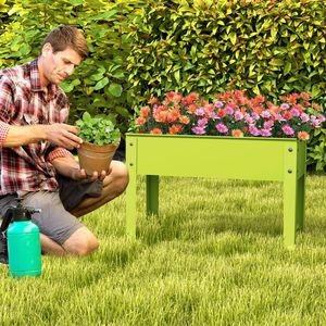 Ampio letto da giardino rialzato in metallo con gambe e fori di drenaggio per fiori e piante - Product Image 2