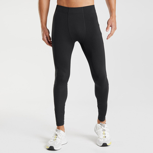Leggings de compression actifs pour hommes, respirants, 90 % polyester, taille mi-haute, couche de base élastique, vêtements d'entraînement avec logo personnalisé - Product Image 6