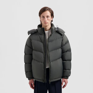 Men Green Hooded <b>Canvas</b> Puffer <b>Jacket</b> American Flag Patch Front Waterproof Breathable Eco-Friendly Windproof Winter Casual Coat - Product Image 3