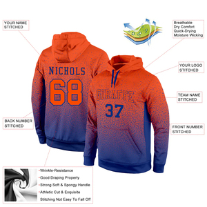 เสื้อฮู้ดผู้ชายแบบสั่งทำพิเศษ สีส้มน้ำเงิน พิมพ์ลายแบบซับลิเมชั่น ชื่อทีม เบอร์ หมายเลข กระเป๋าเสื้อ สวมใส่สบายๆ สำหรับฤดูใบไม้ร่วง - Product Image 3