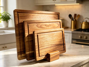 Planche à découper en bois d'acacia de qualité supérieure avec rainure pour les jus, planche de boucher réversible en bois pour viande, fromage, légumes, vaisselle - Product Image 1