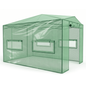 Serra Pieghevole in Rete PE 8x12ft, Struttura in Tubi di Ferro Verniciato, Serra da Giardino Verde - Product Image 4