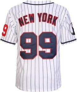 Bottond Pinstrip Polyester Mens Embroidery Canada America Baseball Uniform Set Custom Blank Black and <b>White</b> Jersey Baseball - Product Image 2