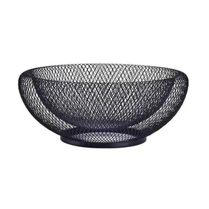 Mesa de diseño Industrial, tazón para servir de malla de alambre, cuenco para frutas de Color negro, tazón de drenaje único - Product Image 1