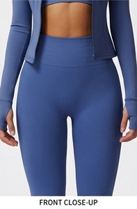 Leggings taille haute élastiques sans couture, respirants, pleine longueur, en Spandex/Nylon, avec ceinture côtelée et compression abdominale pour - Product Image 4