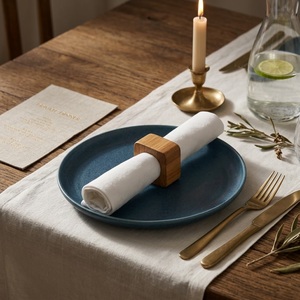 Wholesale Eco-Friendly Handcrafted Square Bamboo Napkin Rings Wooden Napkin Holder for Sustainable Wedding and Hotel <b>Table</b> Decor - Product Image 2