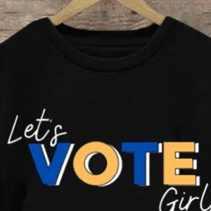<b>Black</b> Let's Vote Sweatshirt Women Graphic Print Crew Neck <b>Long</b> <b>Sleeve</b> Pullover Casual Fleece Voting Awareness <b>Top</b> Custom Whole - Product Image 5