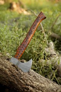 Hache multifonctionnelle traditionnelle viking de haute qualité, forgée à la main en acier Damas, avec manche en bois, pour le camping, la chasse et l'usage industriel - Product Image 3