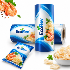 Film d'emballage transparent pour chips EcoRev ECO98 avec logo personnalisé, écologique, 45 cm x 50 m, qualité alimentaire, laminé, résistant à la graisse - Product Image 3