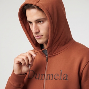 Dumela Men's Rust <b>Orange</b> Zip Up <b>Hoodie</b> Regular Fit Casual Letter Print Sweatshirt - Product Image 2